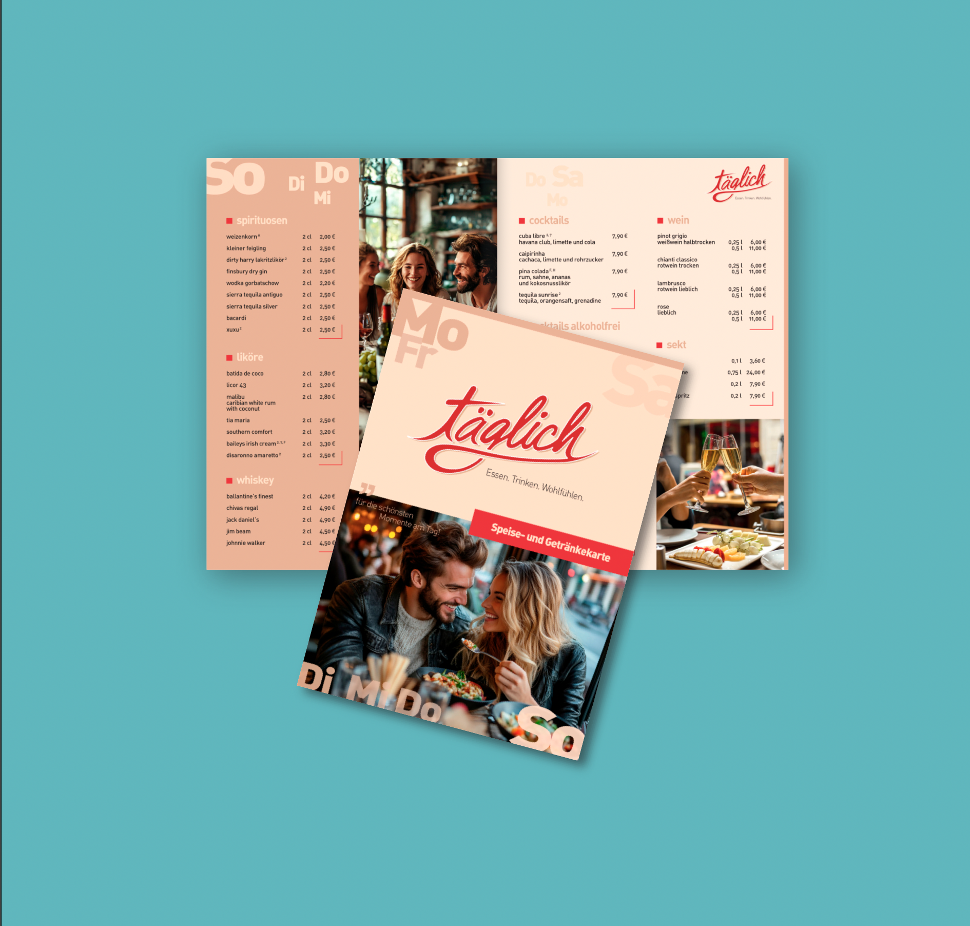 Speisekarte »Täglich« – neues Format, klare Typografie & strukturierte Leseführung